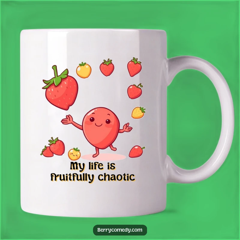 Funny Strawberry Juggling Fruit Mug: A Hilarious Gift for Fruit Lovers