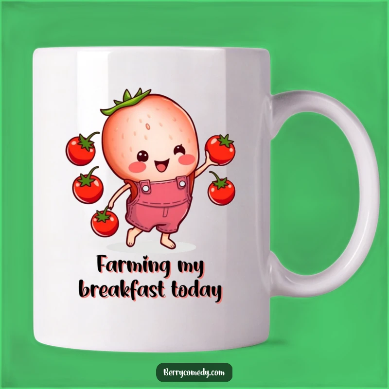 Funny Strawberry Overalls Juggling Tomatoes Mug: The Ultimate Cheerful Gift!