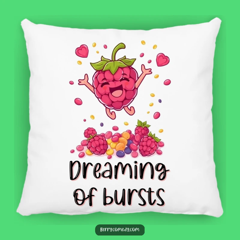 Funny Raspberry Leaping Seeds Pillow: Comfy and Vibrant Accent Pillow Gift