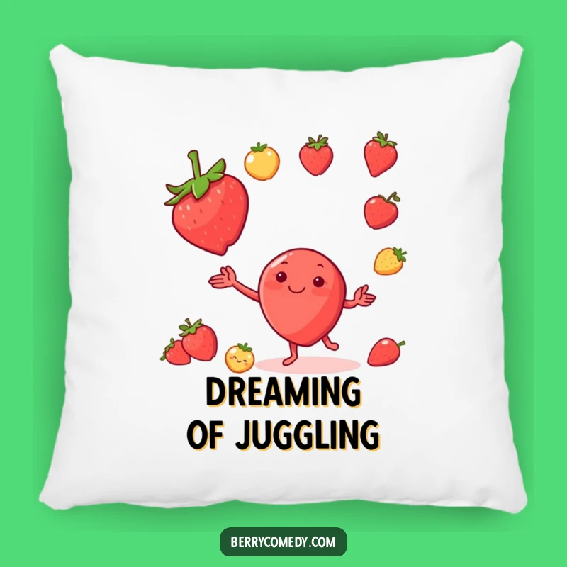 Funny Strawberry Juggling Fruit Pillow: Comfy and Comical Accent Pillow Gift