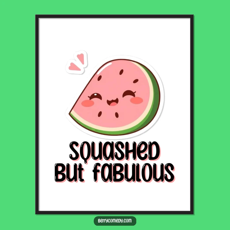 Funny Watermelon Bounce Digital Art: Giggling Squashed Print, Gift!