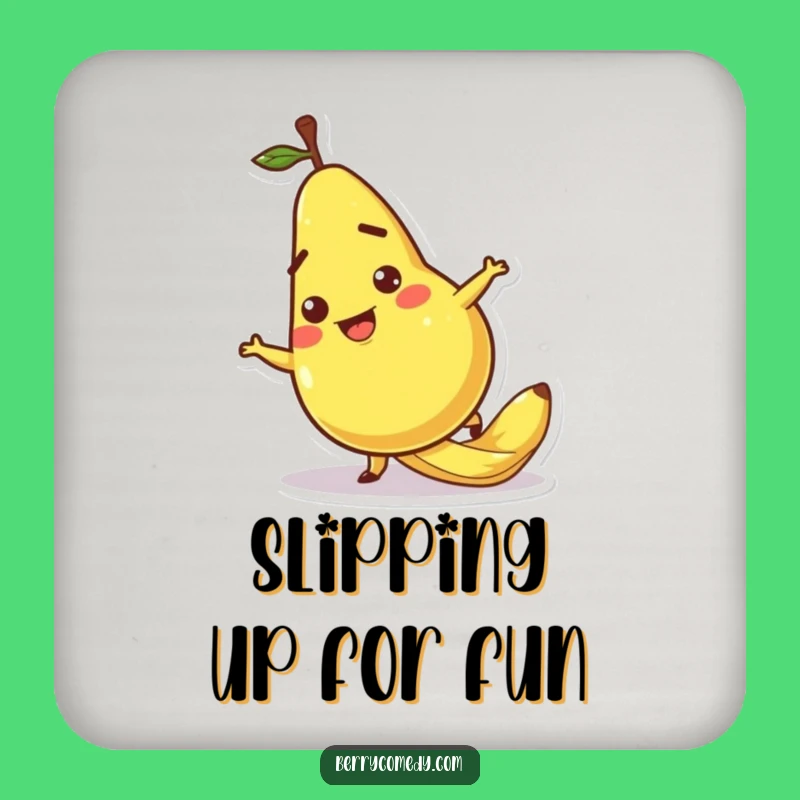 Funny Pear Slipping Banana Peel Coaster: Protect Surfaces with Cartoonish Humor Gift
