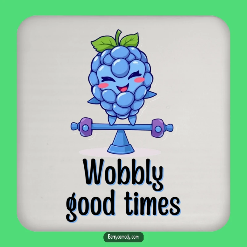 Funny Blue Raspberry Teeter-Totter Coaster: Mischievous Wink Protector, Gift!