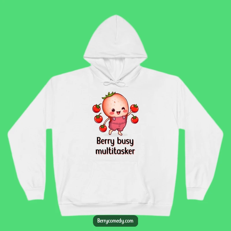 Funny Strawberry Juggling Tomatoes Hoodie: Cozy Overalls Fun, Perfect Gift!