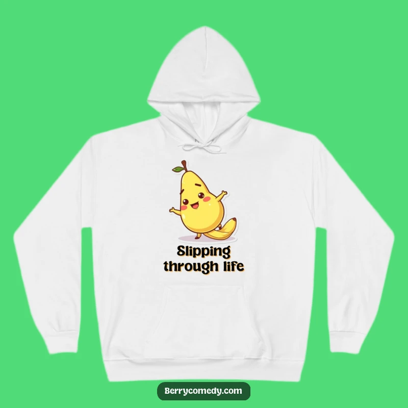 Funny Pear Slipping Banana Peel Hoodie: Cozy and Hilarious Gift for All