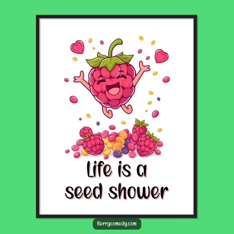 Funny Free Printable Wall Art: Joyful Raspberry Leap Decor - DIY Download