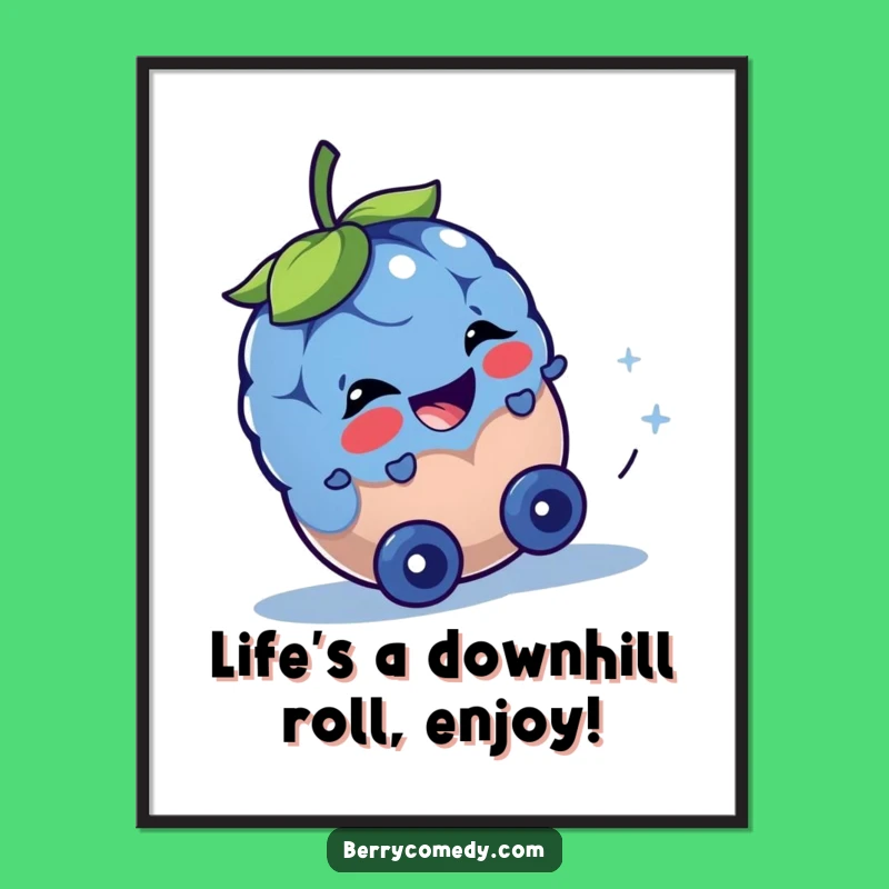 Funny Free Printable Wall Art: Mischief Rolling Blueberry Decor - DIY Download