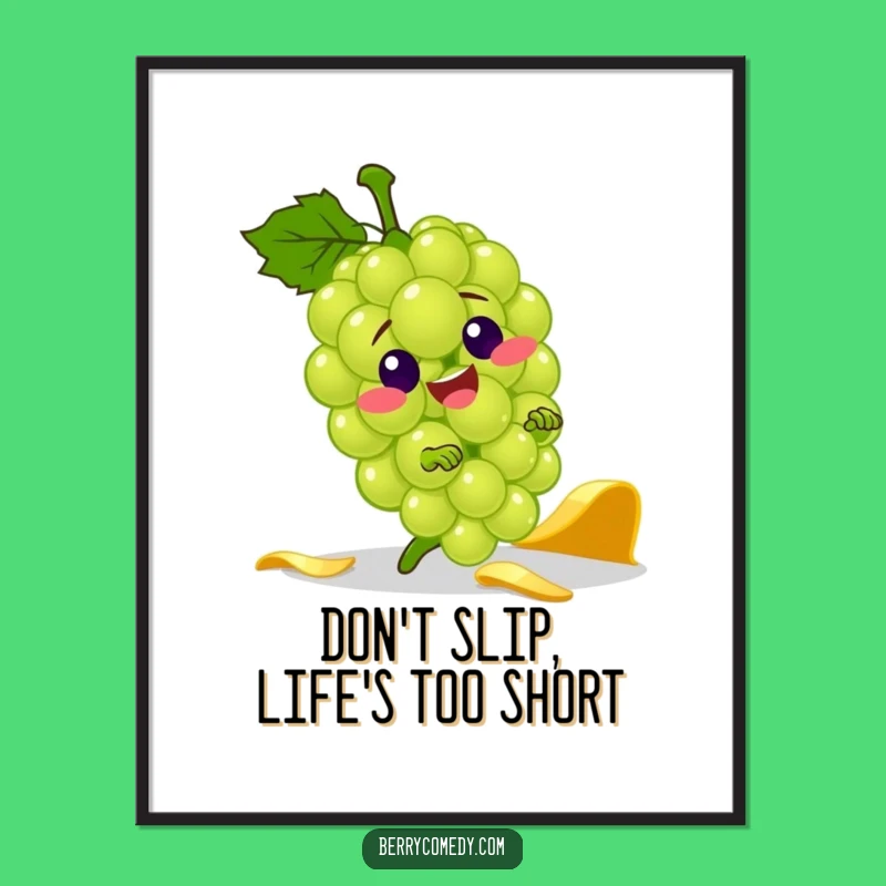 Funny Free Printable Wall Art: Tripping Grape Character, Humorous Decor