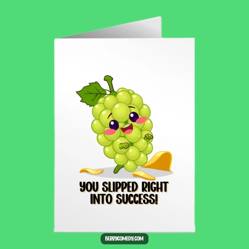 Free Printable Congrats Card: Grape's Comical Slip-Up Celebration