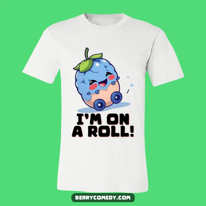 Funny Blueberry Rolling Downhill T-Shirt: Comical and Playful Gift Tee