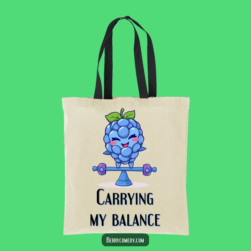 Funny Blue Raspberry Teeter-Totter Tote Bag: Wink, Fun Gift!